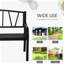 Banc d'extérieur noir 50 po, 2 sièges de jardin, meubles de patio style avec chaise longue à lattes, dossier réglable pour un bain de soleil optimal