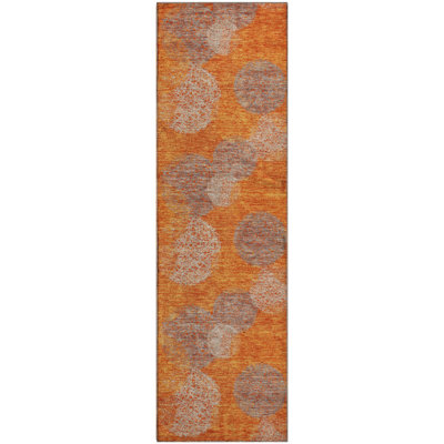 Premium Machine Washable Prisco Orange Rug