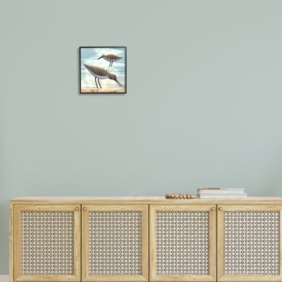 Stupell Industries Sandpipers Grazing Coastal Ocean Shore Giclee Texturized Wall Art By Marcus Prime In Midnight Black Framed Giclee