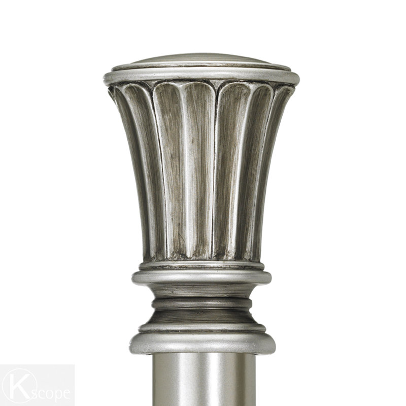 Tringle à rideaux simple 1,5 po Heberling, Argent antique, H 2,38 po x l 120 po x P 3,63 po