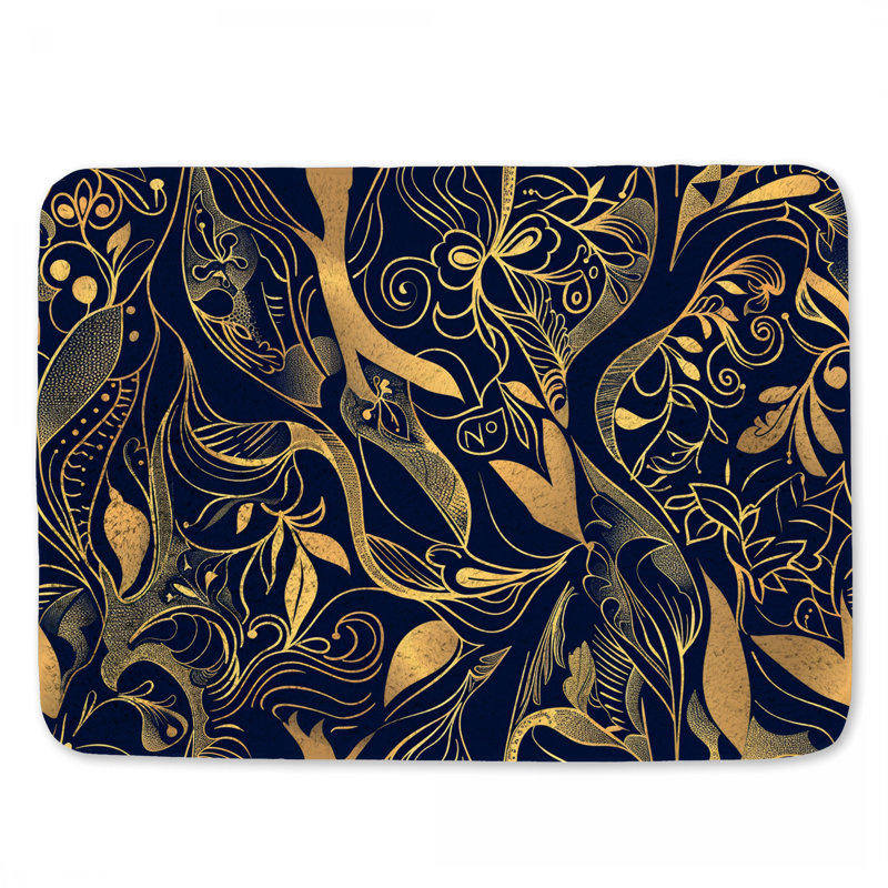 Élégant tapis de bain floral pour salle de bain, L 17 po x L 24 po