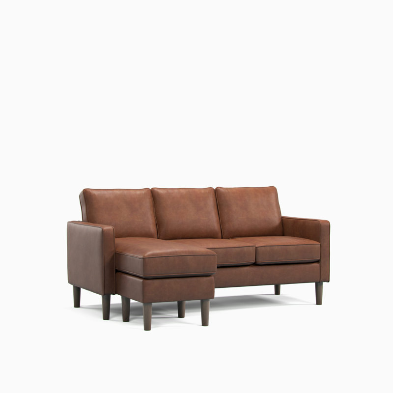 Henry 3 Seater Faux Leather Sofa & Chaise, Tan