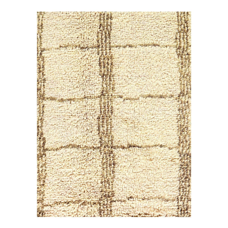 Wool Geometric Area Rug in Beige
