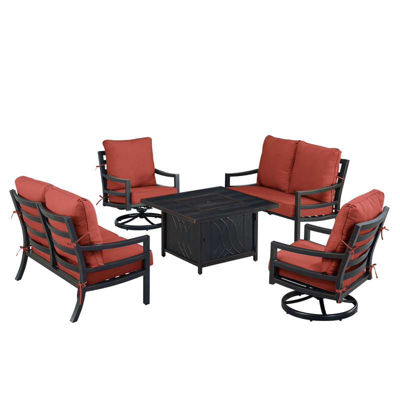 Ferruccio Outdoor 6 - Piece Conversation Set, Red