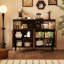 Buffet en bois massif noir et noyer-442778765