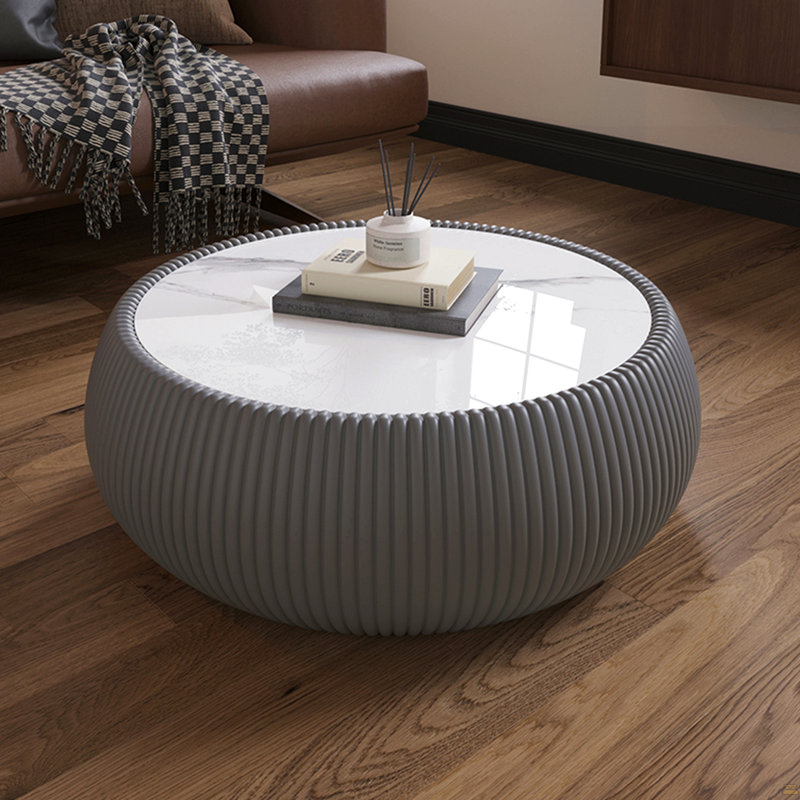 Table basse moderne en cuir fritté clair, Gris