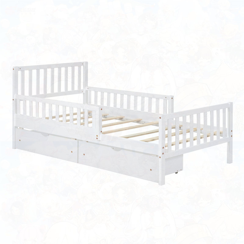 Lit de rangement en bois, Blanc, Simple