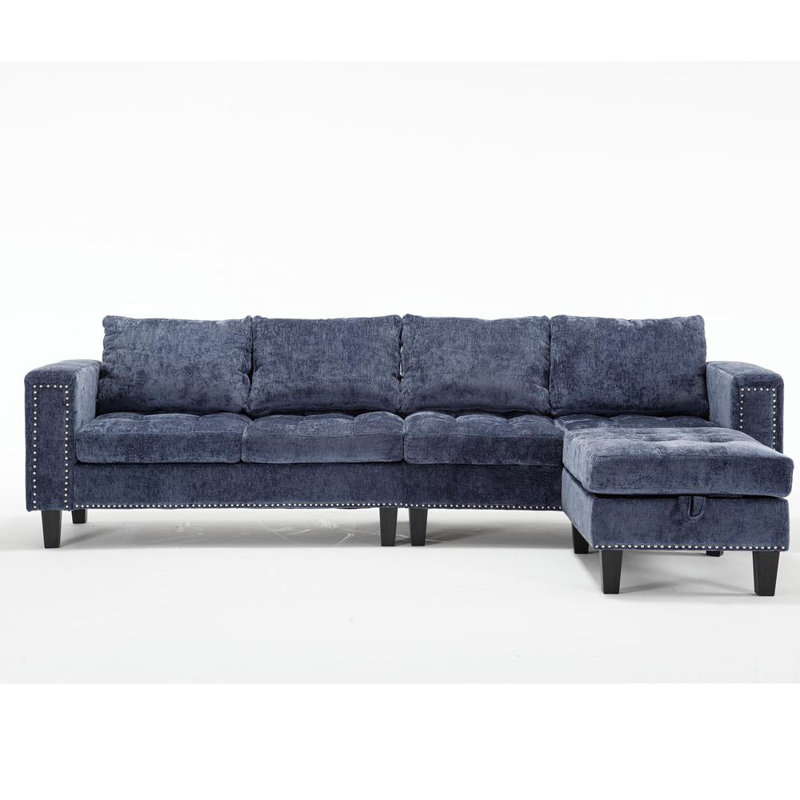 5 Seat Modular Sofa,with Storage Ottoman, Convertible Sectional Sofa, L Shaped Couch , Reversible Chaise ,Riveted sofa,Chenille