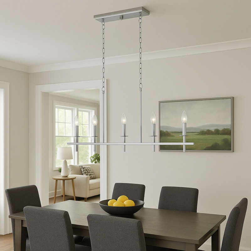 Sapello Plug & Play 5-Light Chandelier in Transitional and Modern Style-68.7 Inches Tall and 36 Inches Wide, Brushed Nickel