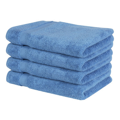 Ensemble de serviettes 100% coton Splash, serviettes essuie-mains absorbant 550 g / m² pour salle de bain, spa et usage quotidien, certifié OEKO-TEX, paquet de 4, bleu foncé