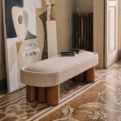 Modern Style Wood Upholstered Bedroom and Entryway Velvet Long Bench