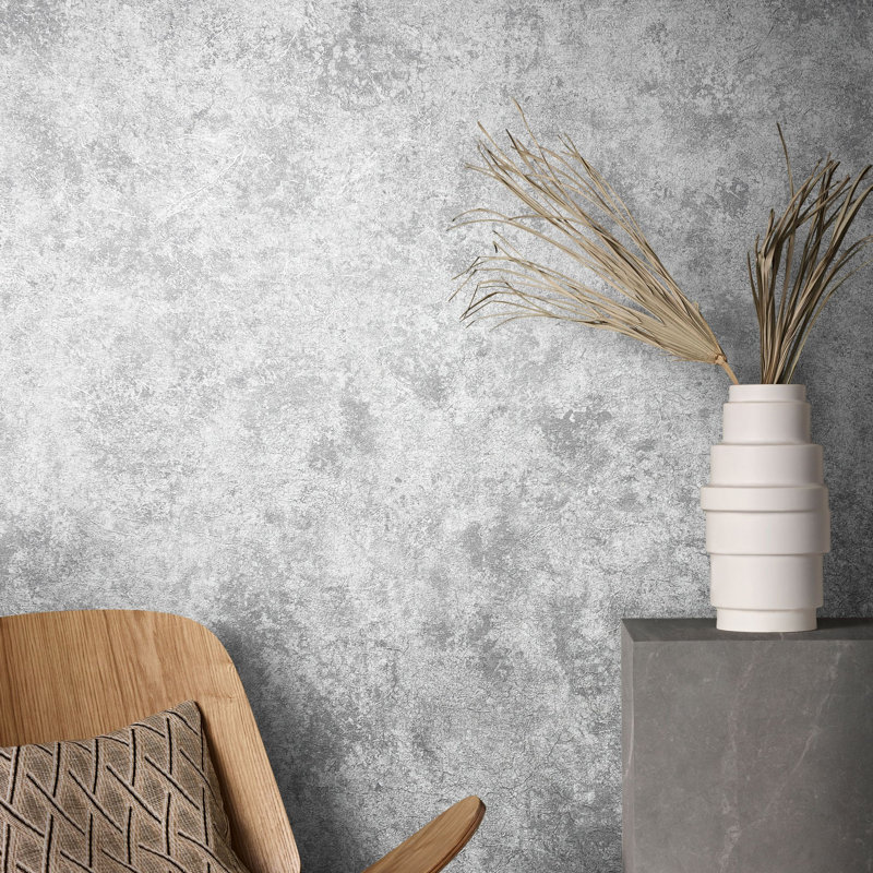 Air Collection Clay Textured Wallpaper Roll, Gray