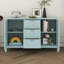 Buffet Wave Design avec 3 tablettes réglables, armoire d'entrée, 3 tiroirs et portes à fermeture en douceur-163804533