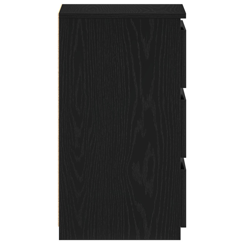 vidaXL Bedside Cabinet Black Oak Engineered Wood Standard Bedside Table