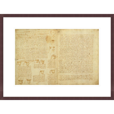 A page from the Codex Leicester by Leonardo da Vinci -Framed Giclee Print