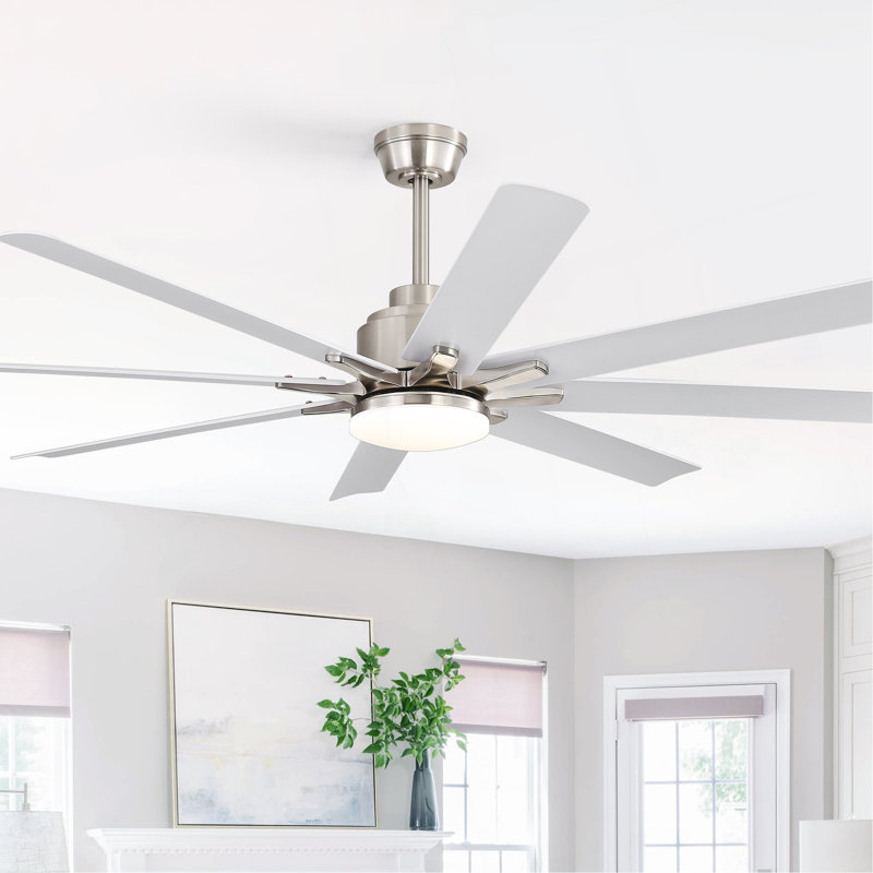 52-Inch Smart Ceiling Fan With Lights,6 Wind Speed,With 8 Black ABS Blades,Voice Remote,Fan For Bedroom,Living Room,Patio,Kitchen,Etc