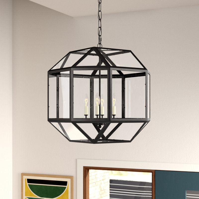 Burkeville 4 - Light Dimmable Geometric Chandelier, Black