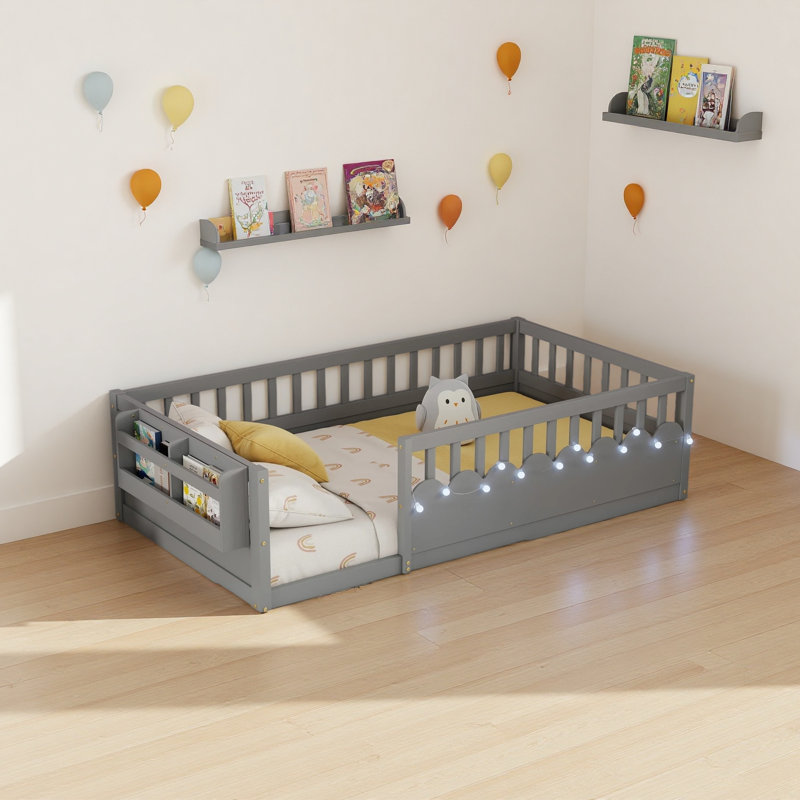 Structure de lit Montessori, Lit simple, Gris