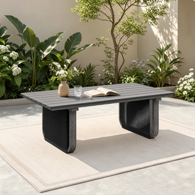 Rectangular Aluminum & HDPE Wicker Coffee Table