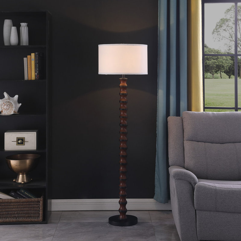 Arden 61" In Coastal Littoral Wood Insp Modern Floor Lamp