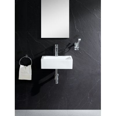 Vitreous China Rectangular Wall Mount Bathroom Sink