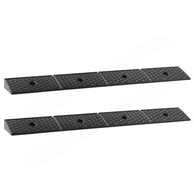 Rampe de bordure en caoutchouc, capacité de charge de 33069 lb, rampe de seuil en caoutchouc robuste à hauteur d'élévation de 2 pouces avec réservoir de drainage pour fauteuils roulants, poussettes, motos, voitures, tondeuses à gazon et remorques, paquet de 2