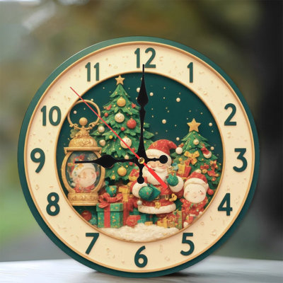 Christmas-Clock-With-Santa-And-Elf