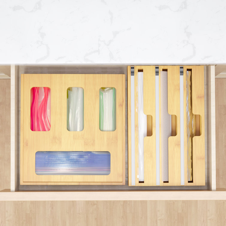 WrapNeat 4-in-1 Wrap Dispenser with 4 Slots for Bag Storage Organizer