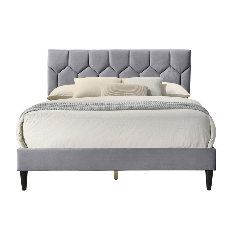  Upholstered Double Bed, Grey