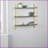 3-Tier Wall Shelf, Modern Walnut Wood/Yellow Metal | Walnut | Open Back