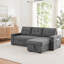 Ollie 95"W Black Woven Fabric Reversible Sleeper Sectional Sofa with Storage Chaise, Pocket Coil Seating, Hidden Cup Holders, USB/USB-C Ports & Side Pockets-1854484601