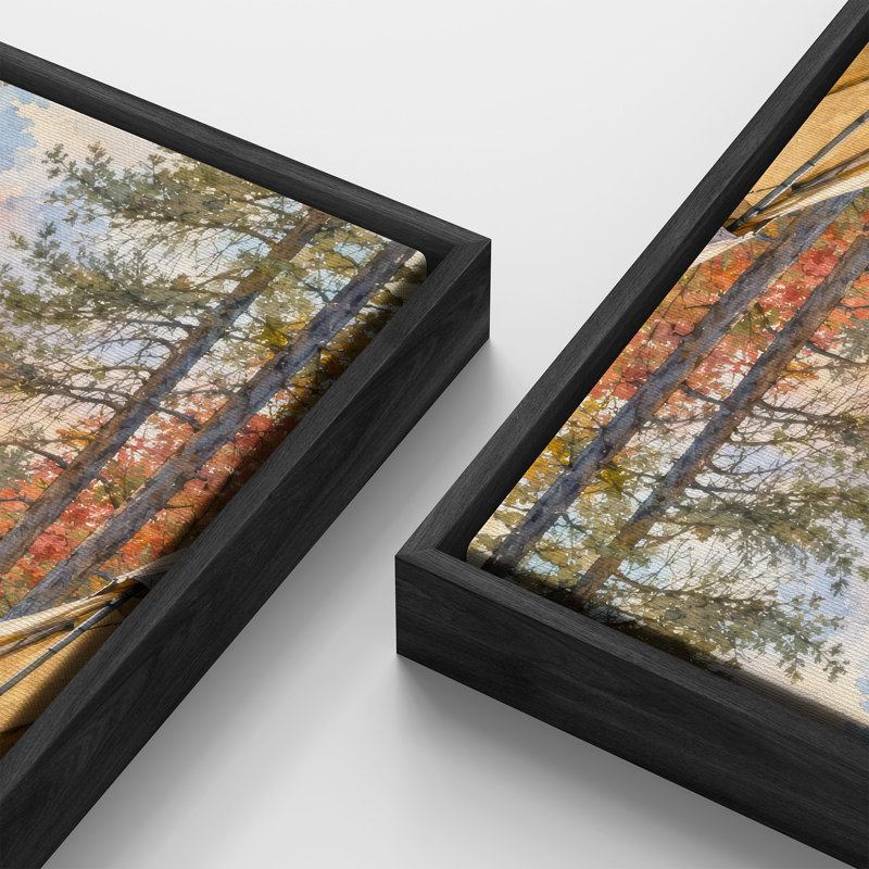 «Cozy Camping Trip By Forest Lake Campfire Scene», impression sur toile encadrée, H 60 po x l 30 po x P 1,5 po, Noir