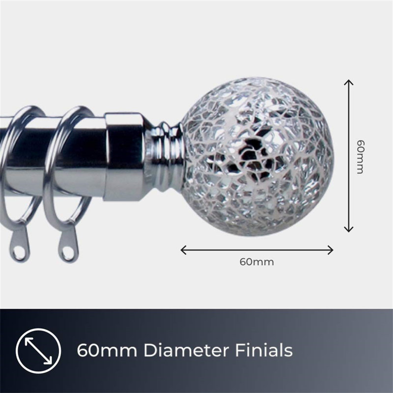 Spivey Adjustable Single Curtain Pole, 165cm H x 6cm W x 6cm D, Nickel