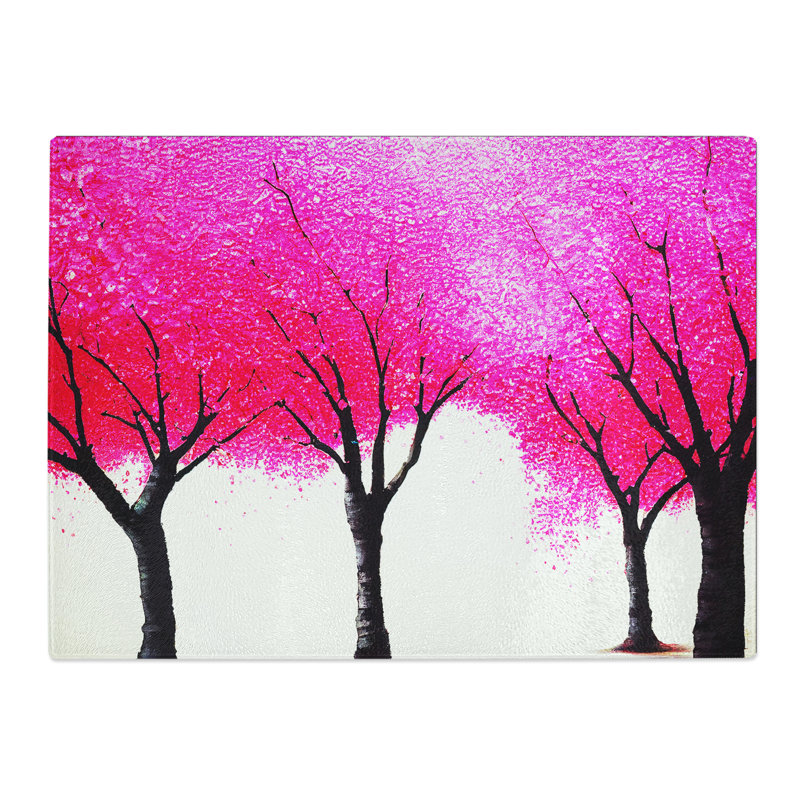 Illuminating Cherry Blossom Trees Abstract  Glass Chopping Board
