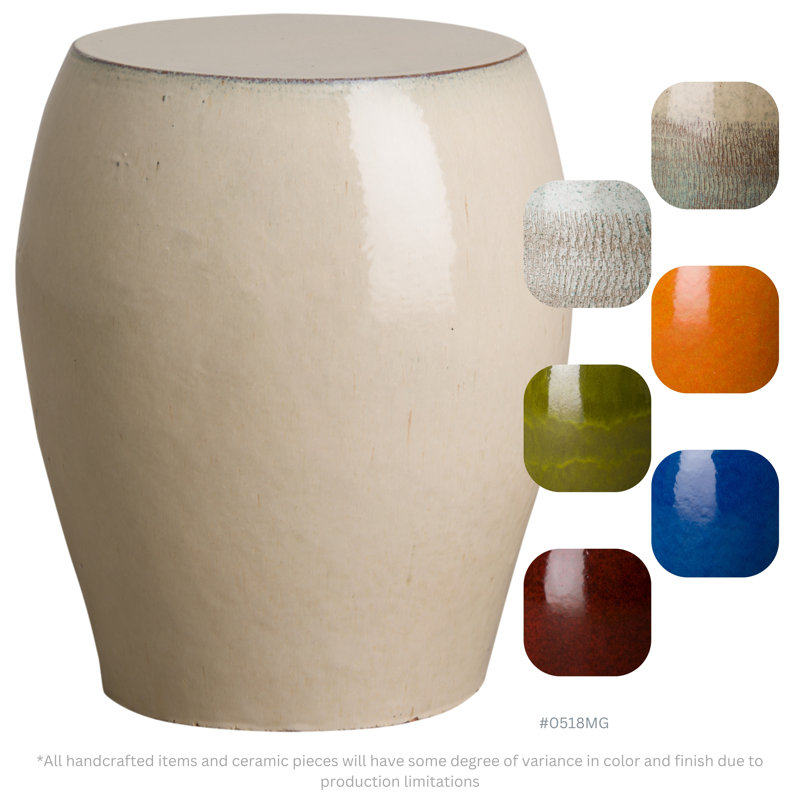 Tabouret de jardin en céramique Clesha, Crème, crème