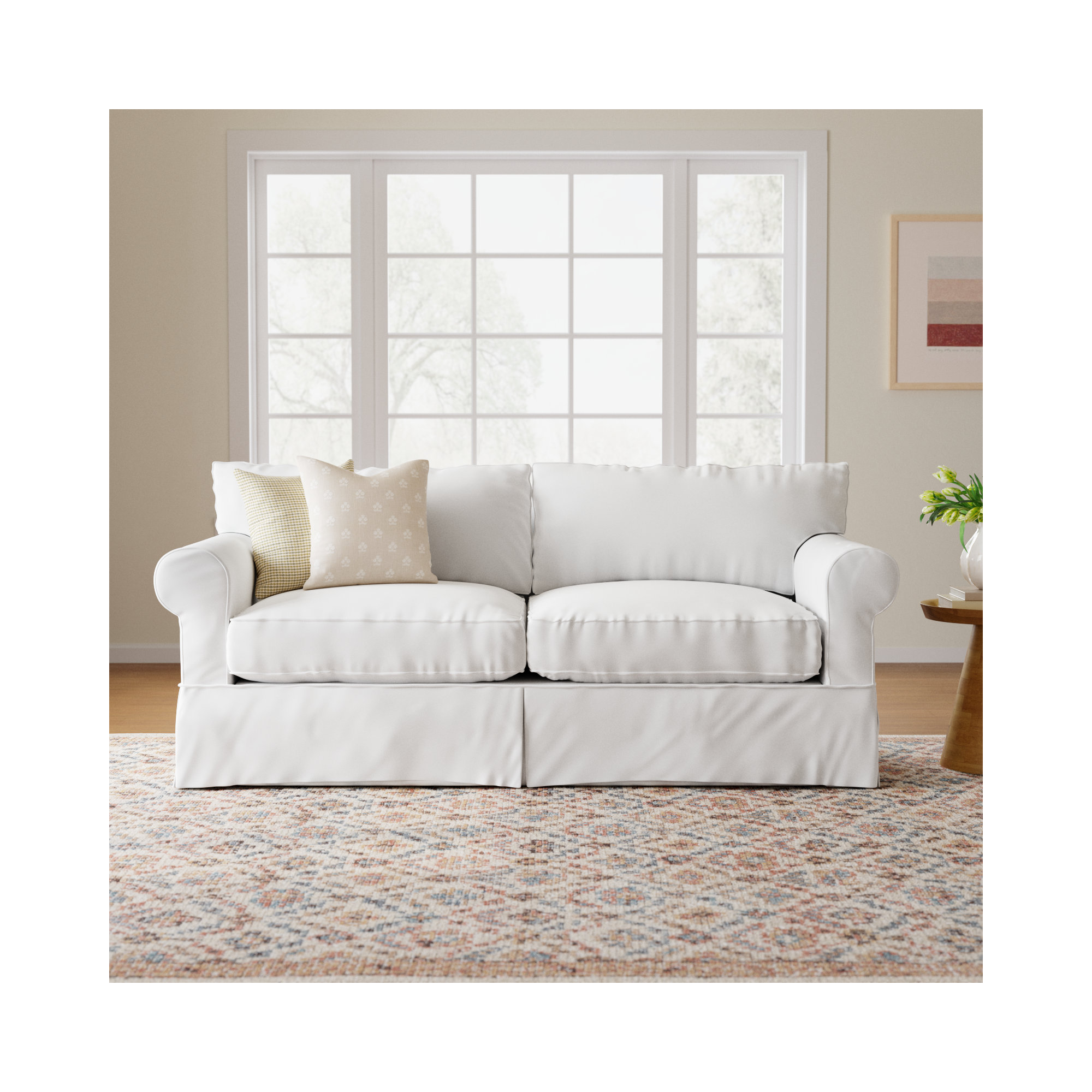 Amari 83'' Upholstered Sofa, Classic Bleach White Twill