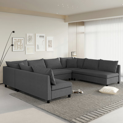 116*86'' Modular Sectional Sofa,Reversible U Shaped Chenille Couch Set,Free Combination,Minimalist Style Indoor Furniture,Oversized 8 Seat Convertible Sofa For Living Room,Apartment