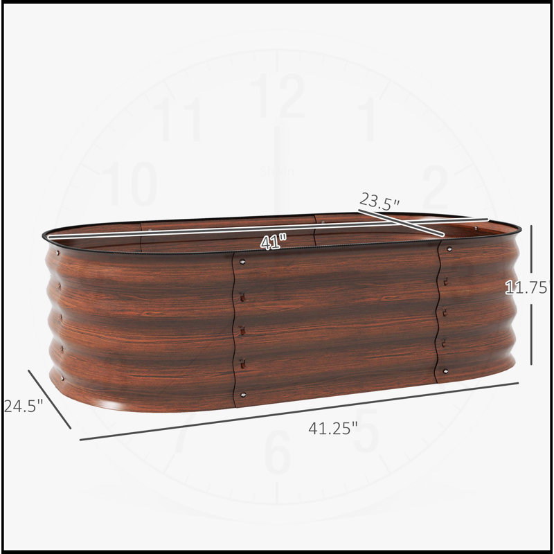 Ensemble de lit de jardin surélevé galvanisé, H 11,75 po x l 41,25 po x P 41,25 po, Brun