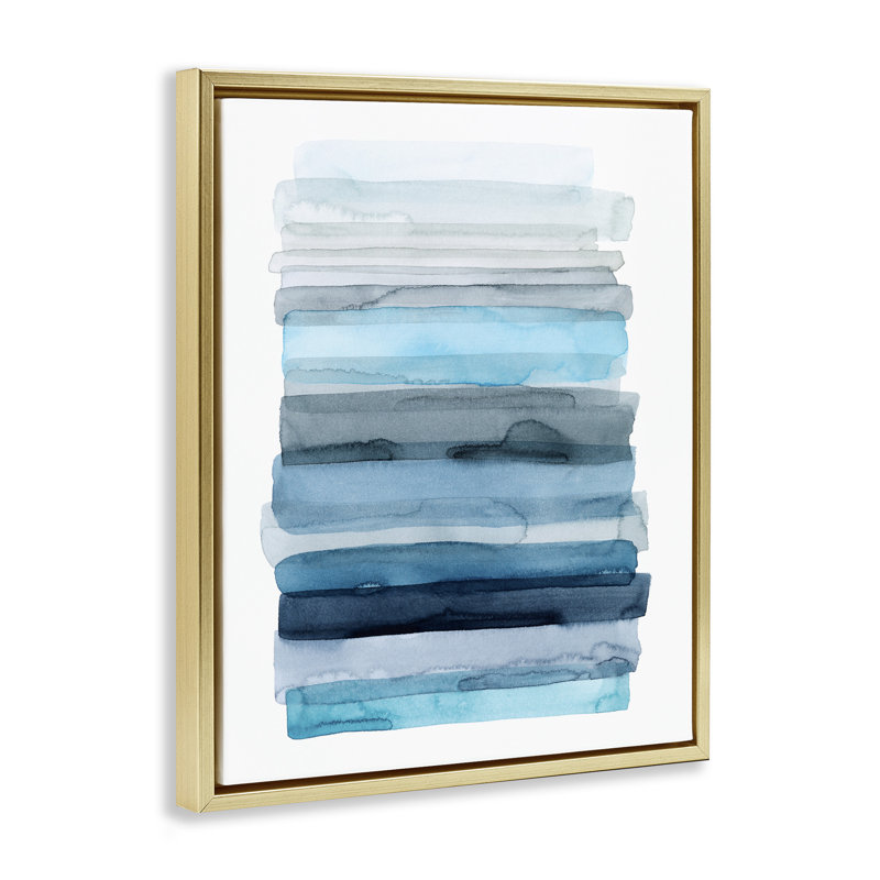 «Water Inspired Ombre Grain» par Grace Popp, Cadre flottant métallique doré, H 31 po x l 25 po