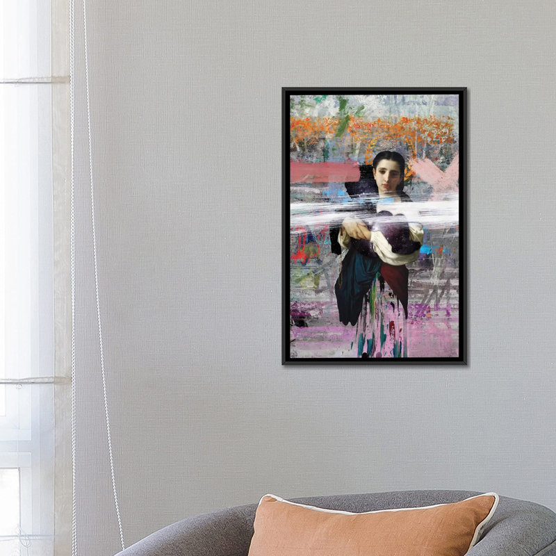 « maman », impression sur toile, H 26 po x l 18 po x P 1,5 po, Toile avec cadre noir, Pas de tapis