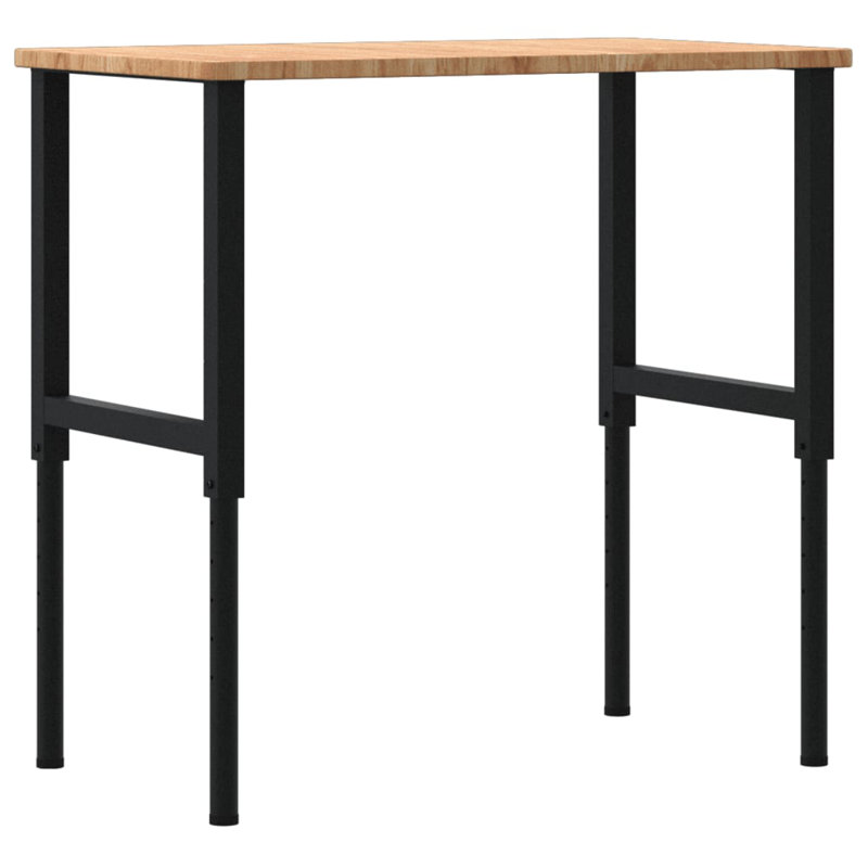 100cm W Solid Wood Top Height-Adjustable Workbench, Light Brown