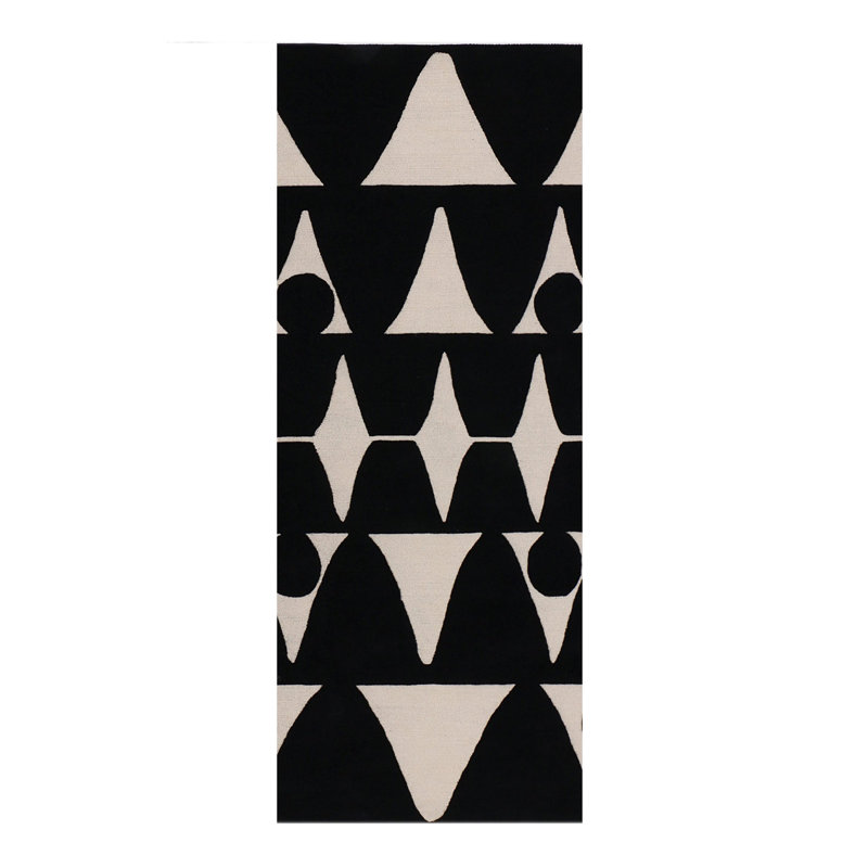 Moroccan Area Rug in Black/Beige, Runner 2'6'' x 9'