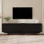 Meuble télé rétro à grain de bois avec porte ondulée pour téléviseur de 75 po ou moins, console média rustique avec amplement d'espace de rangement et base robuste