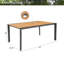 Table de salle à manger de patio rectangulaire en aluminium / bois de teck avec trou pour parasol 64 "L