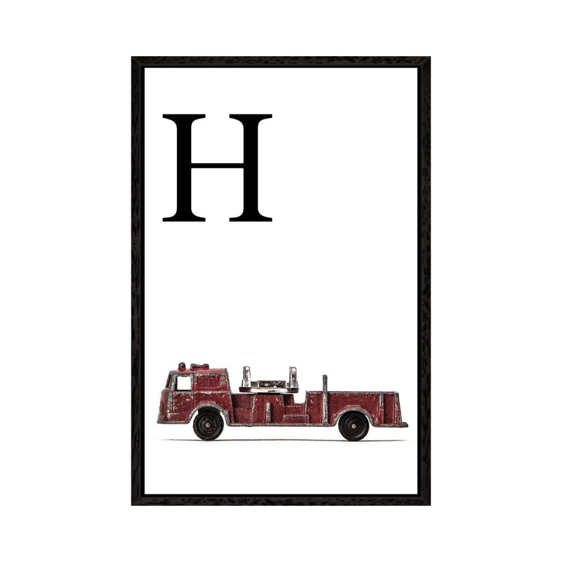 H Fire Engine Letter - Print on Canvas, Black Framed, 66.04 cm H x 45.72 cm W