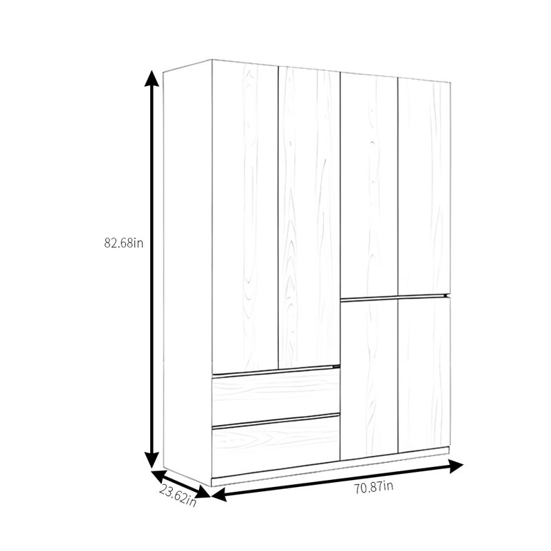 Simple And Practical Wardrobe, 82.68" H x 70.87" W x 23.62" D