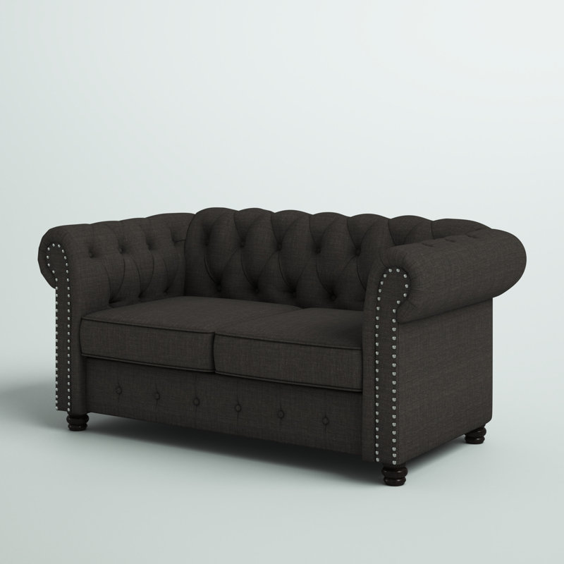 Leite Upholstered 61'' Loveseat, Dark Gray Linen Blend