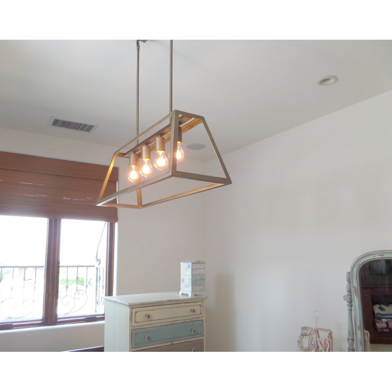 Luminaire suspendu linéaire à 4 lumières pour îlot de cuisine Chastain, Bronze antique