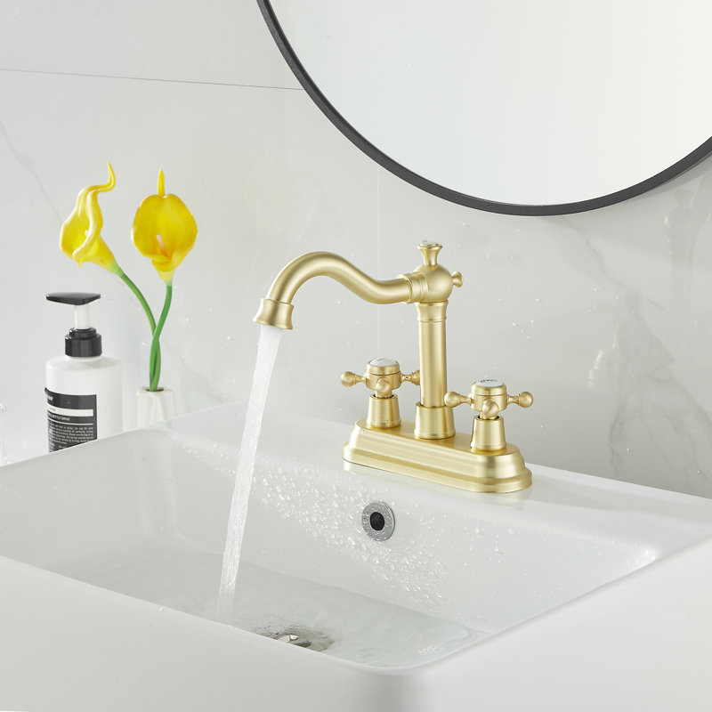 Robinet de lavabo de salle de bain 4 "avec drain Centreset, Or brossé