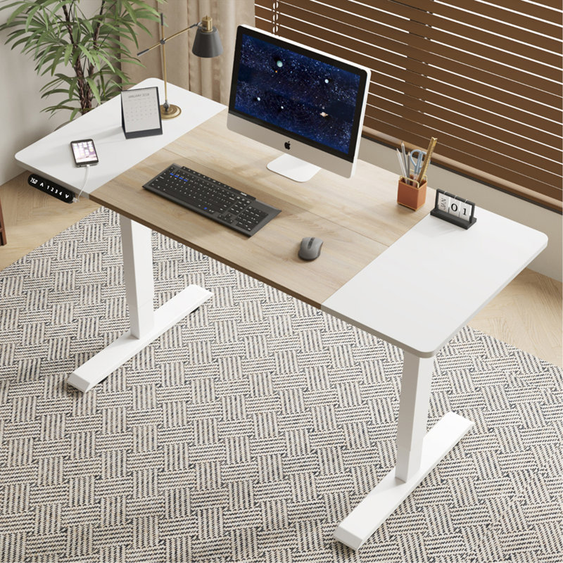 Bureau pour travailler debout 55 po x 24 po blanc et chêne
